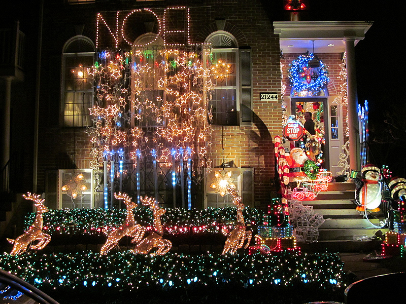 This house makes the most of its compact lawn space with classic lights and dancing reindeer. See it until the first week of January at 21244 Millwood Square in Sterling. (Courtesy Holly Zell)