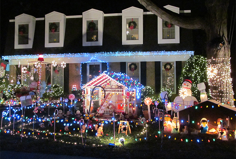 Inflatable characters, a nativity scene, an entire gingerbread village - what does't this house have? See it at 8700 Nanlee Drive in Springfield. (Courtesy Holly Zell)