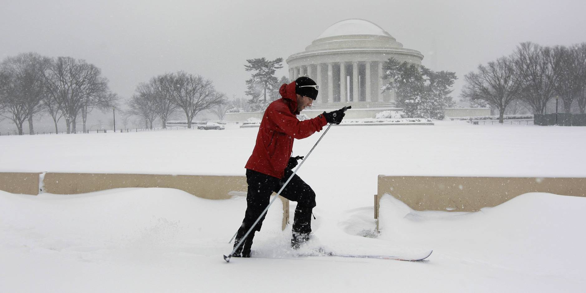 There won't be this much snow. But it's coming. (AP Photo/Alex Brandon)