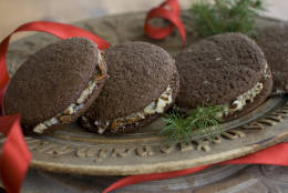 This Oct. 19, 2011 photo shows German chocolate cookies in Concord, N.H.  A purely American invention, German chocolate cake starts with a sweet chocolate cake, then is filled with a caramel-coconut-pecan concoction.    (AP Photo/Matthew Mead)