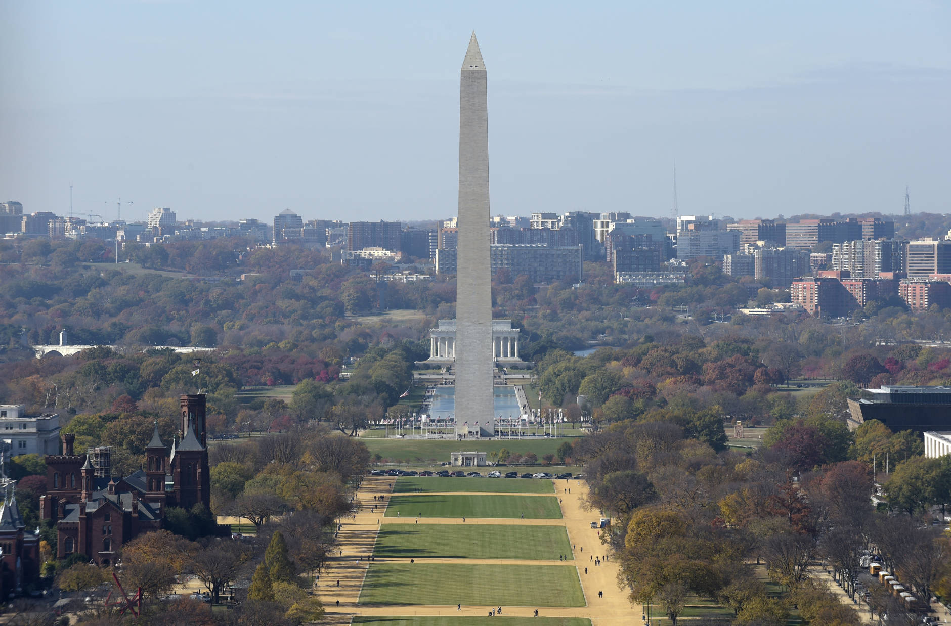 A view of the National Mall from Capitol Hill in Washington, Tuesday, Nov. 15, 2016. (AP Photo/Susan Walsh)