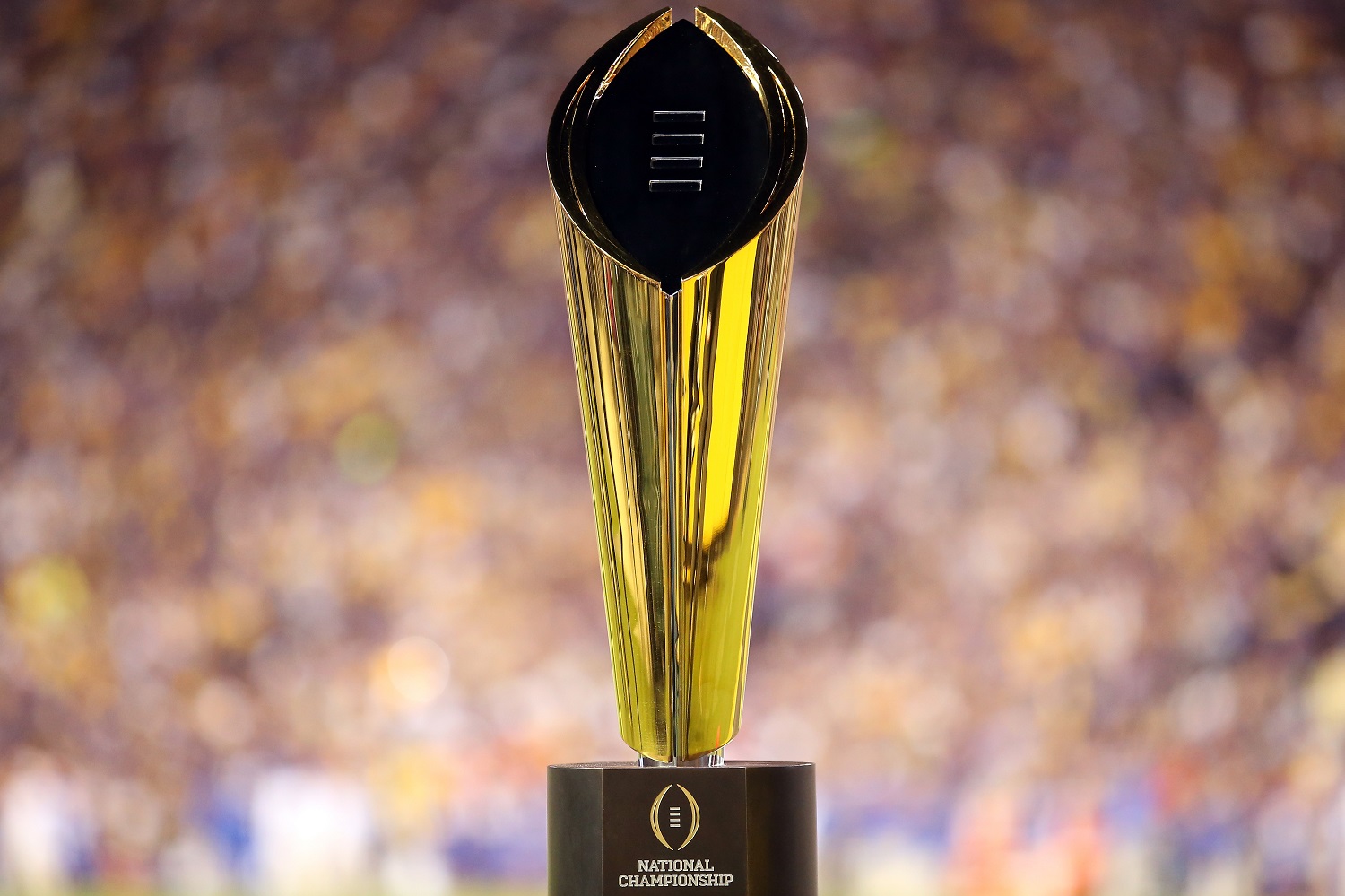 BATON ROUGE, LA - OCTOBER 17:  College Football Playoff National Championship Trophy presented by Dr Pepper is seen at Tiger Stadium on October 17, 2015 in Baton Rouge, Louisiana.  (Photo by Chris Graythen/Getty Images)