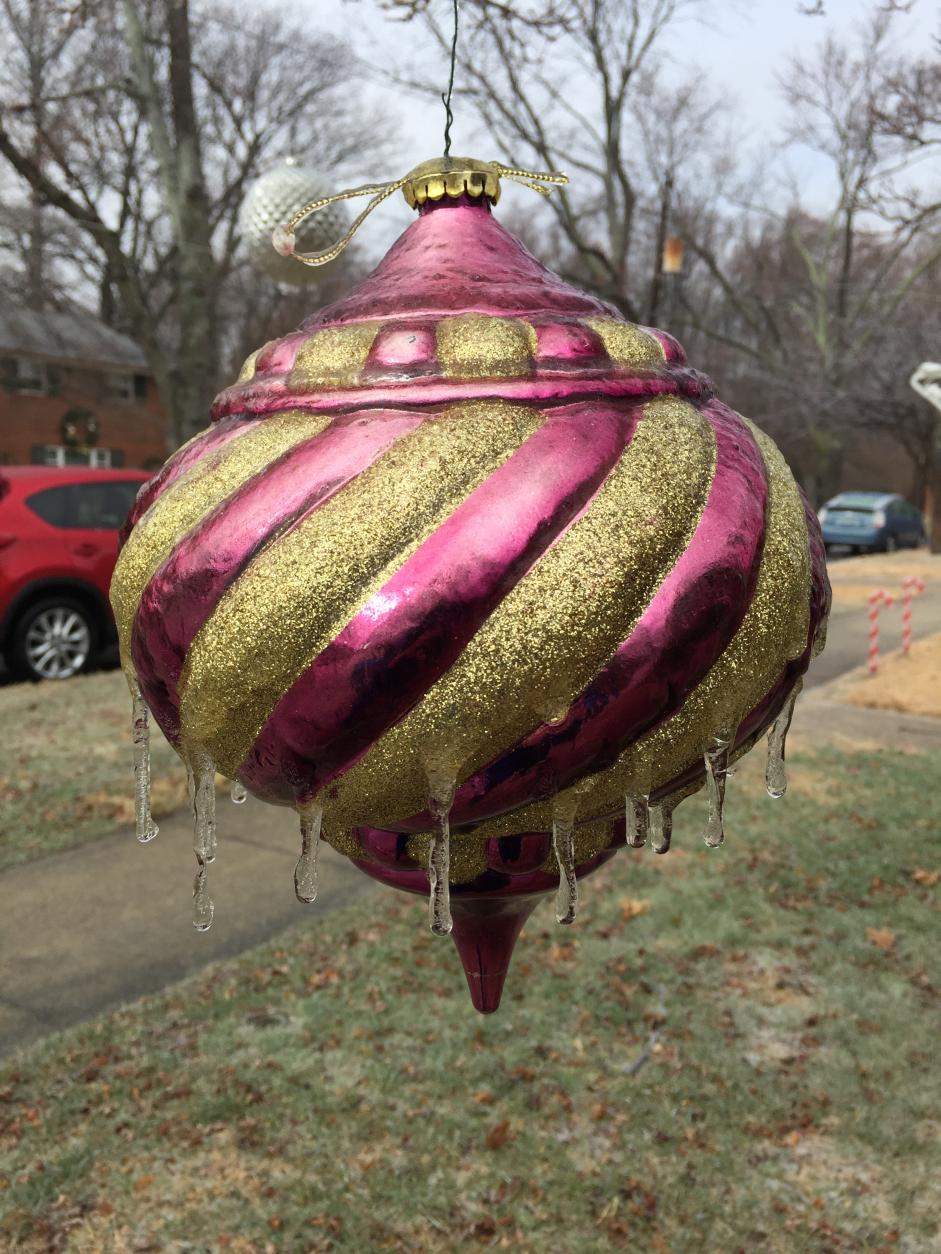 An outdoor ornament is frozen with icicles in Rockville, Md., on Saturday, Dec. 17, 2016. (Courtesy Chris Qualls)