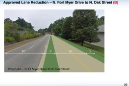 A portion of the Custis Trail, between North Lynn Street and North Oak Street in Rosslyn, Va., will be widened and improved. (Courtesy Arlington County Board)
