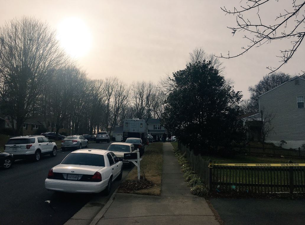 A woman was found dead behind a home in Burke on the morning of Dec. 23, 2016, (WTOP/Mike Murillo)