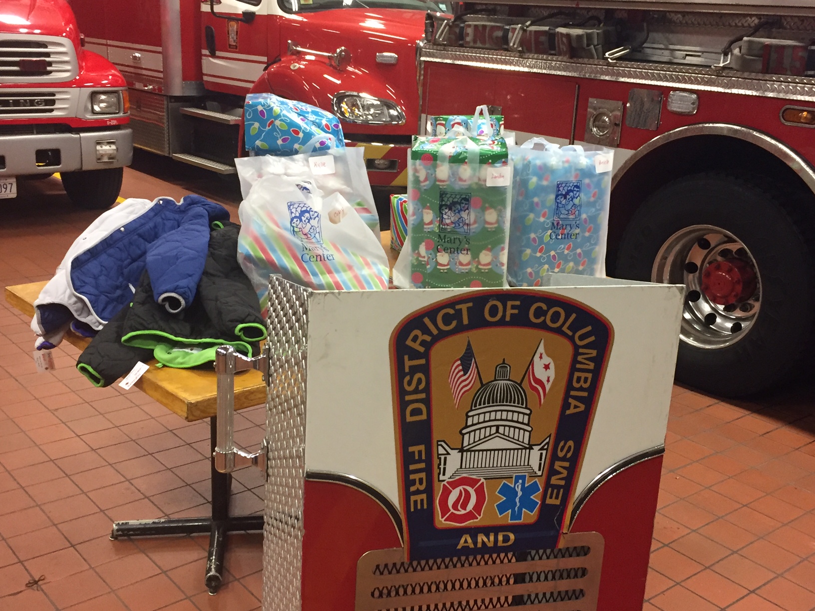 Photos of donated gifts at Engine 15