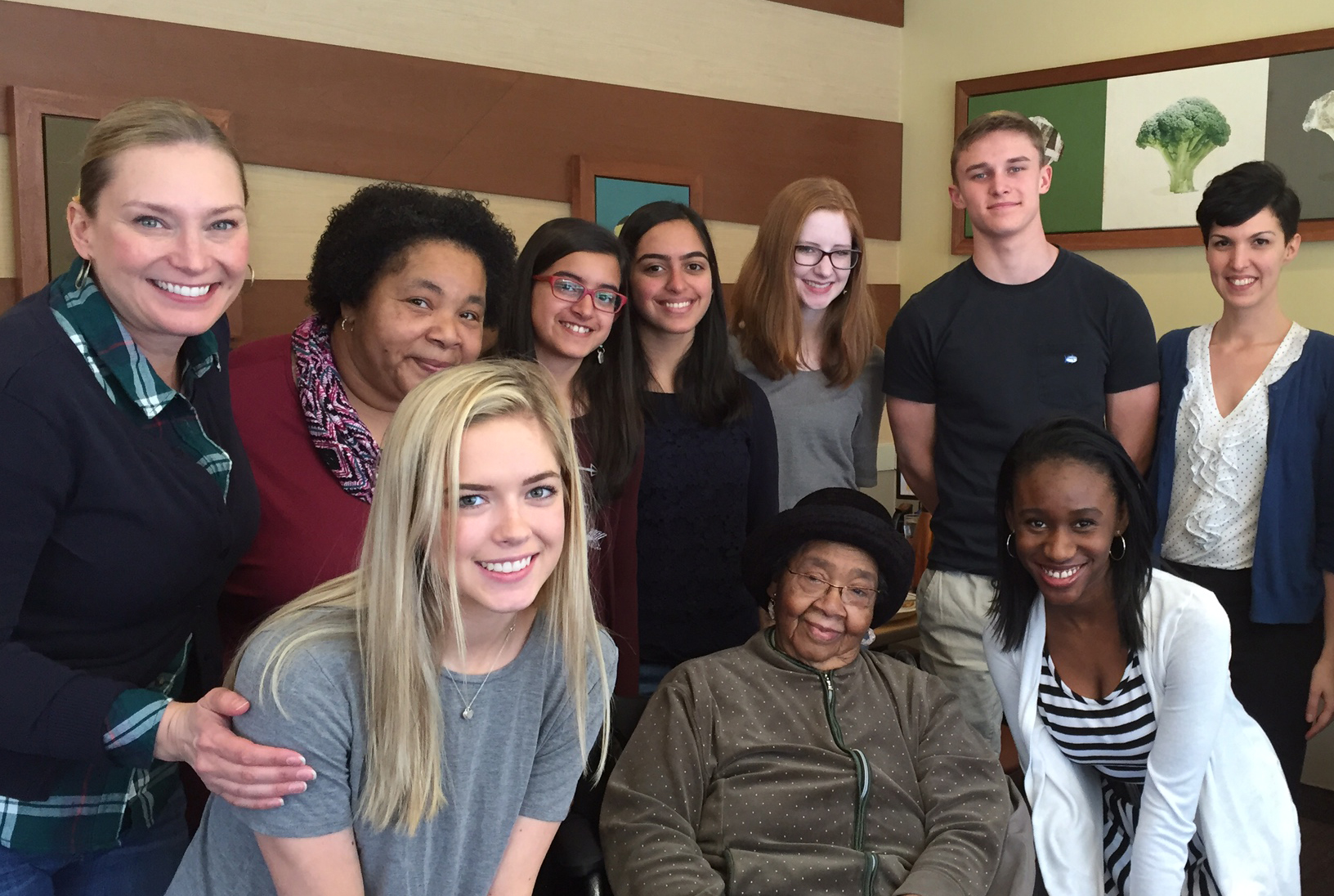 The students had a chance to meet and interview two former ACS students. This picture was taken after their lunch with one of the past students, Ms. Yvonne Neal. This is just one of the many amazing opportunities that the students have had as part of this project. (Courtesy Shannon Knipmeyer)