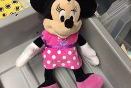 “Never underestimate the value of an item,” said TSA spokeswoman Lisa Farbstein. “The sentimental value, or the value to a crying child is just as important as that missing piece of jewelry.” This Minnie Mouse doll was lost at Reagan National Airport this month. (Courtesy TSA)