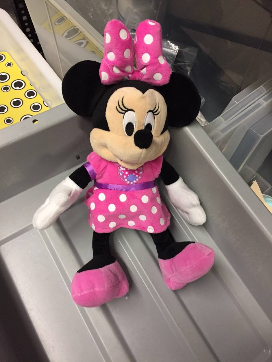 “Never underestimate the value of an item,” said TSA spokeswoman Lisa Farbstein. “The sentimental value, or the value to a crying child is just as important as that missing piece of jewelry.” This Minnie Mouse doll was lost at Reagan National Airport this month. (Courtesy TSA)