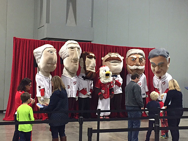 Fans checkout the "Presidents" during the Washington Nationals 2016 Winterfest on Saturday, Dec. 10, 2016. (WTOP/John Domen)
