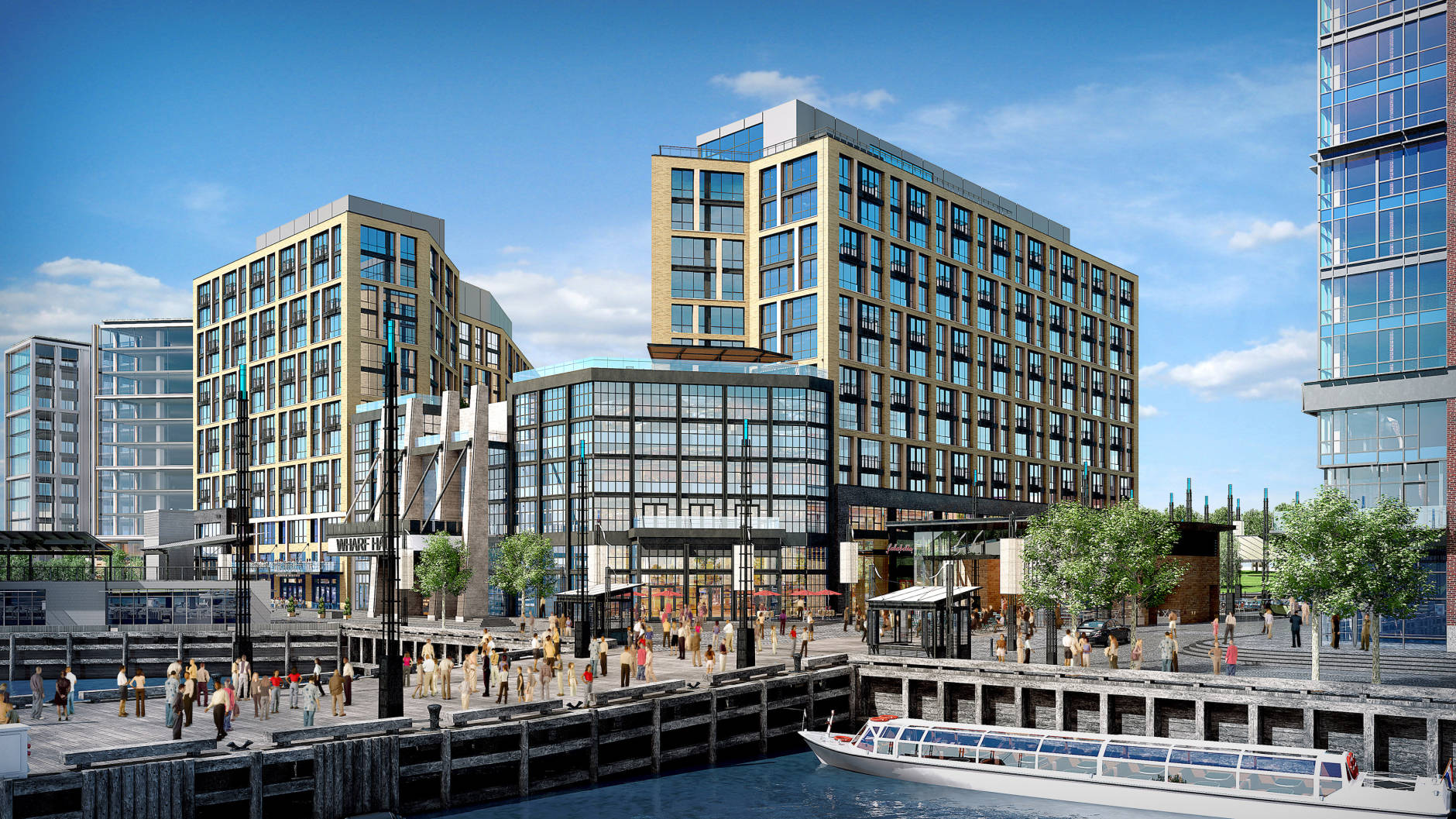 This artists rendering shows The Channel apartment structure, which will open in 2017 as part of The Wharf development in the Southwest Waterfront. The building will have 500 units making it among the largest apartment buildings in the District. (Courtesy  Hoffman-Madison Waterfront)