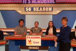 On "It's Academic," Annandale High School competes against Washington Latin Charter and Robinson Secondary School. The show airs Feb. 18, 2017. (Courtesy Facebook/It's Academic)
