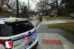 Police are investigating a shooting in Northwest, in the 6900 block of 32nd Street. (WTOP/Neal Augenstein)