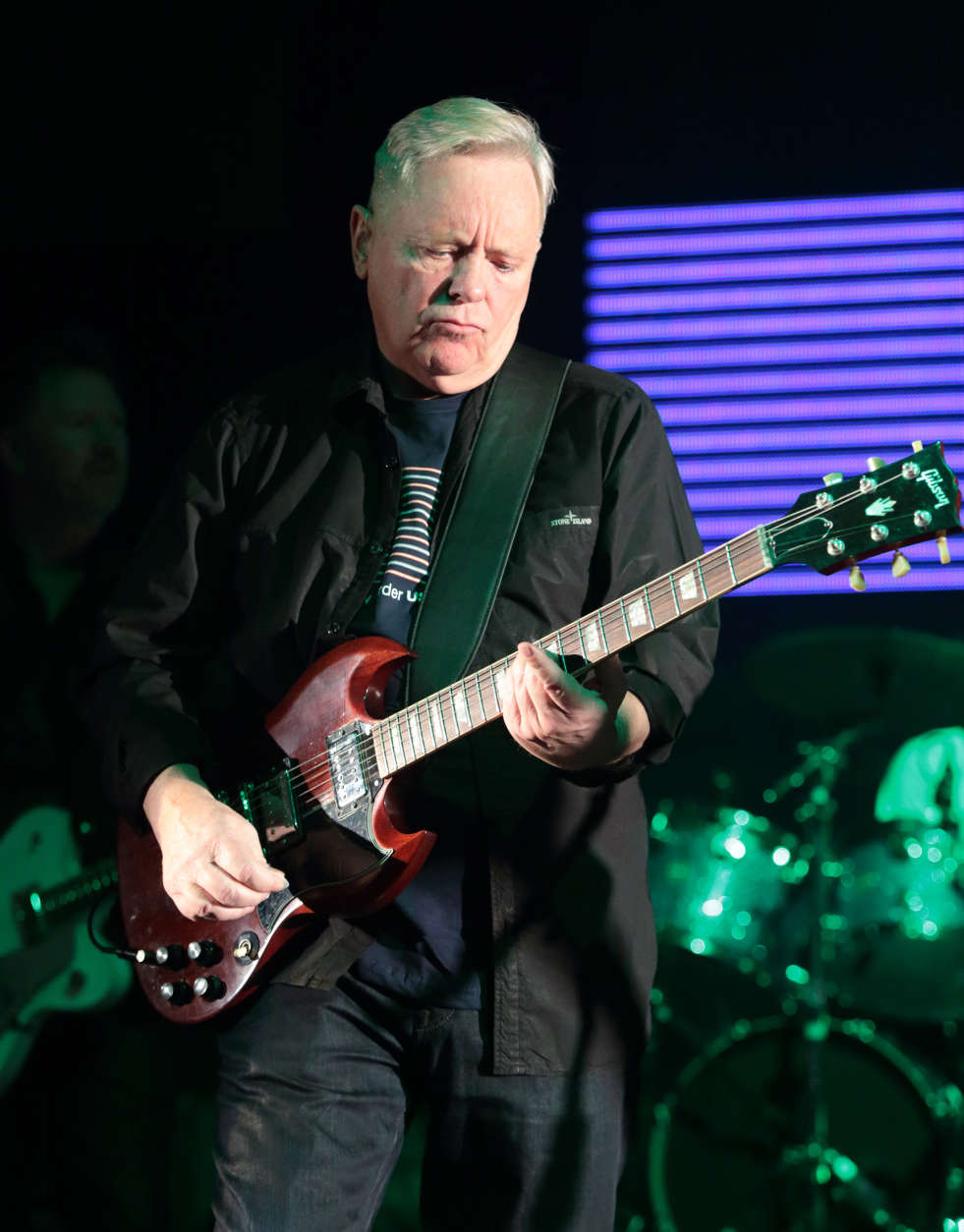 Bernard Sumner of the band New Order performs in concert during their Music Complete Tour 2016 at the Tower Theater on Saturday, March 12, 2016, in Upper Darby, Pa. (Photo by Owen Sweeney/Invision/AP)