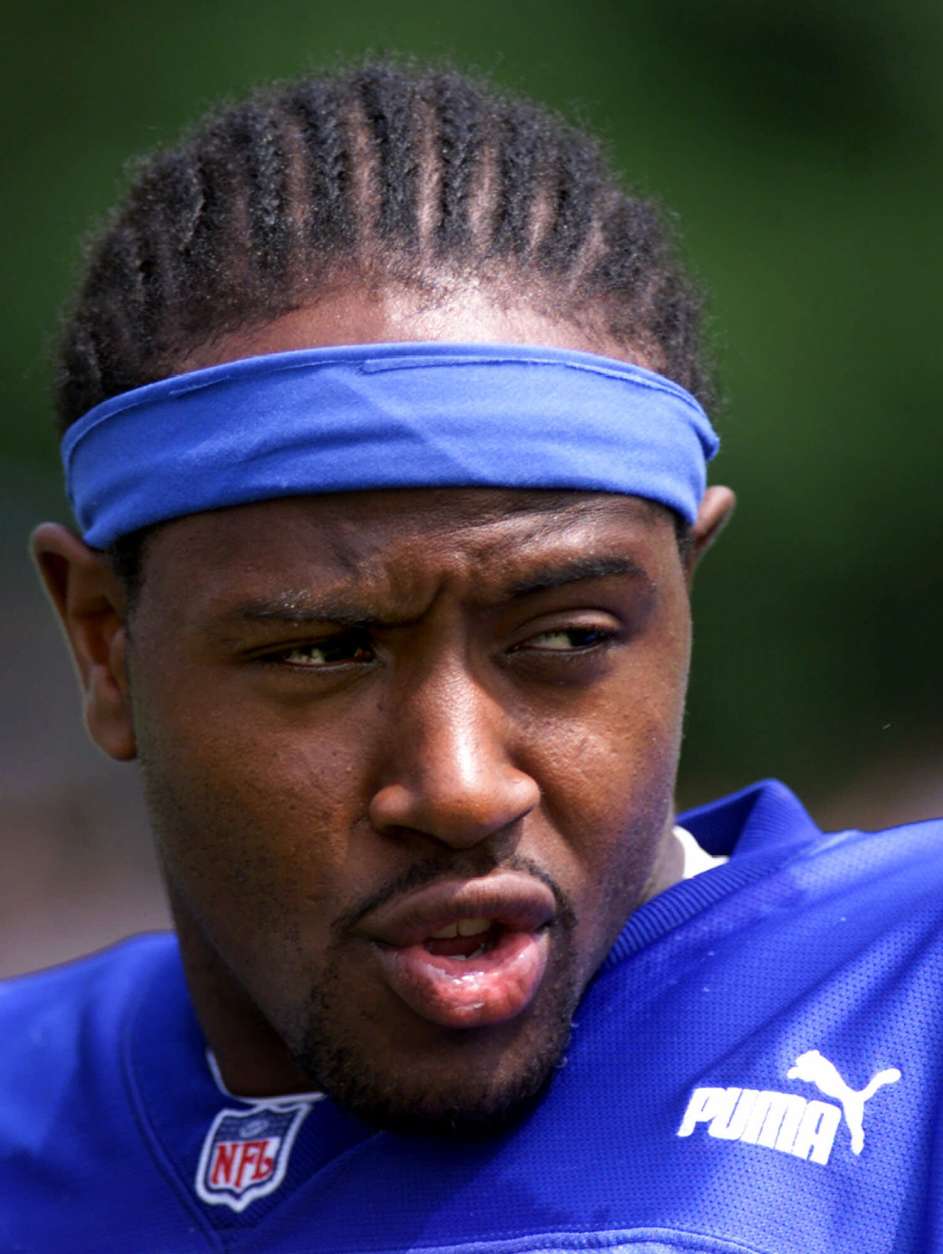 Buffalo Bills free safety Keion Carpenter watches the action at training camp at St. John Fisher College in Pittsford, N.Y., Tuesday, August 1, 2000. Carpenter will start at free safety Friday in the Bills' preseason home opener against the Cincinnati Bengals. (AP Photo/David Duprey)