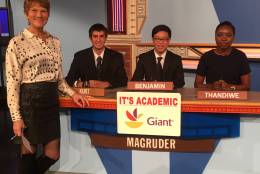 On "It's Academic," Macgruder High School competes against Whitman and Mount Vernon high schools. The show airs Dec. 17, 2016. (Courtesy Facebook/It's Academic)
