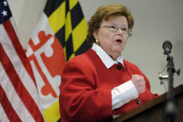 Sen. Barbara Mikulski, D-Md., the longest-serving woman in the history of Congress, speaks during a news conference announcing her retirement after her current term, in the Fells Point section of Baltimore, Monday, March 2, 2015. (AP Photo/Steve Ruark)