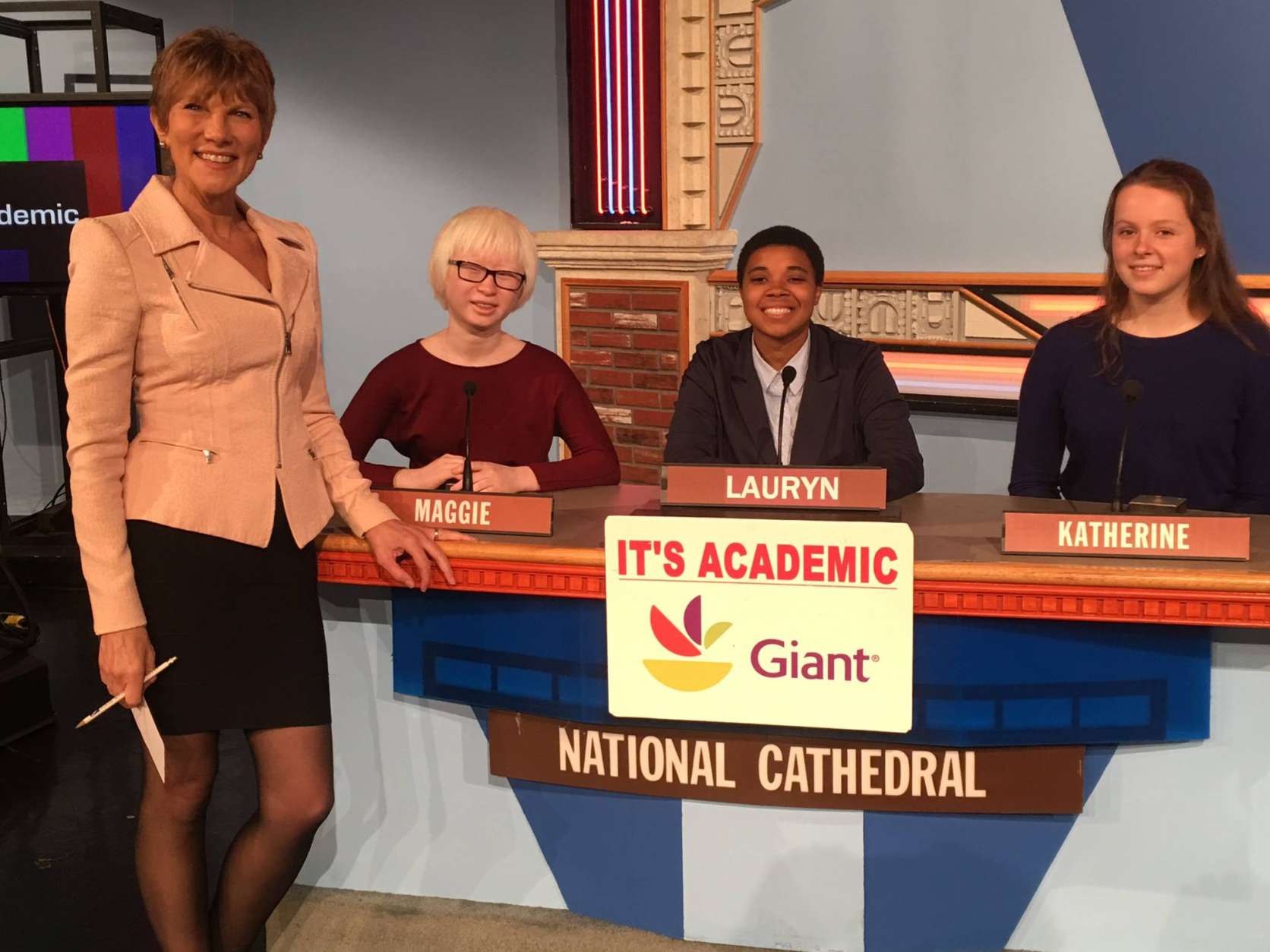 On "It's Academic," National Cathedral competes against Osbourn and Oxon Hill high schools. The show airs Jan. 7. (Courtesy Facebook/It's Academic)