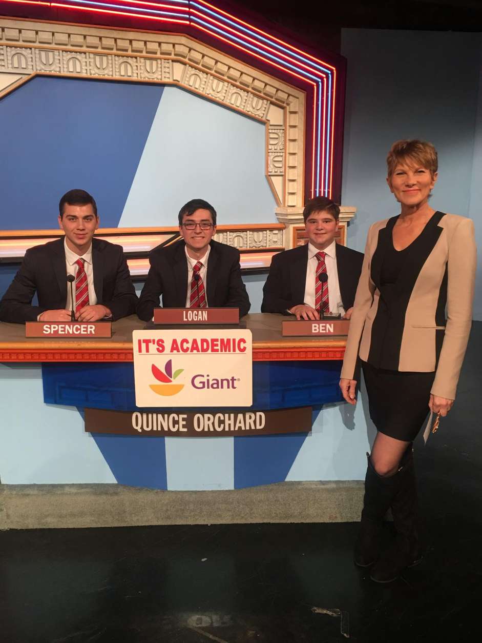 On "It's Academic," Quince Orchard competes against Sidwell Friends and Stone Ridge. The show airs Feb. 11, 2017. (Courtesy Facebook/It's Academic)