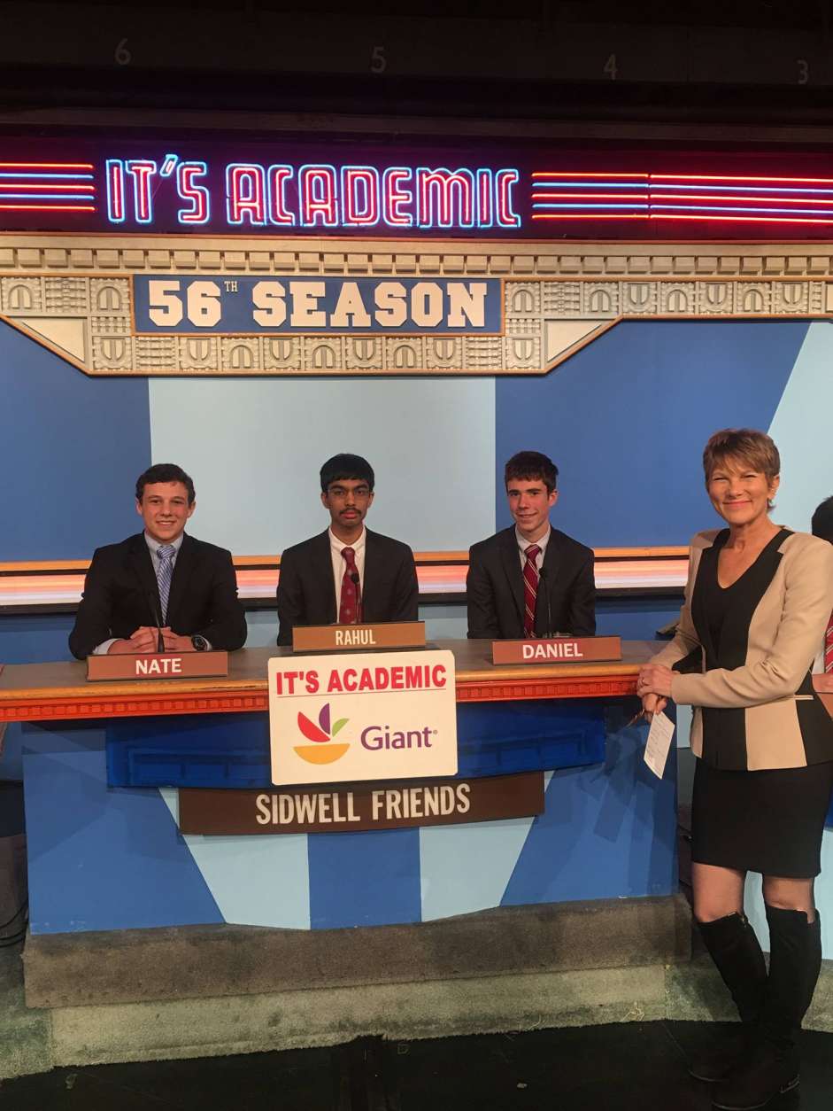 On "It's Academic," Sidwell Friends competes against Stone Ridge and Quince Orchard. The show airs Feb. 11, 2017. (Courtesy Facebook/It's Academic)
