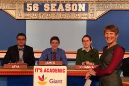 On "It's Academic," Washington-Lee High School competes against W.T. Woodson High School and St. Stephen’s and St. Agnes School. The show airs Dec. 10, 2016. (Courtesy Facebook/It’s Academic)