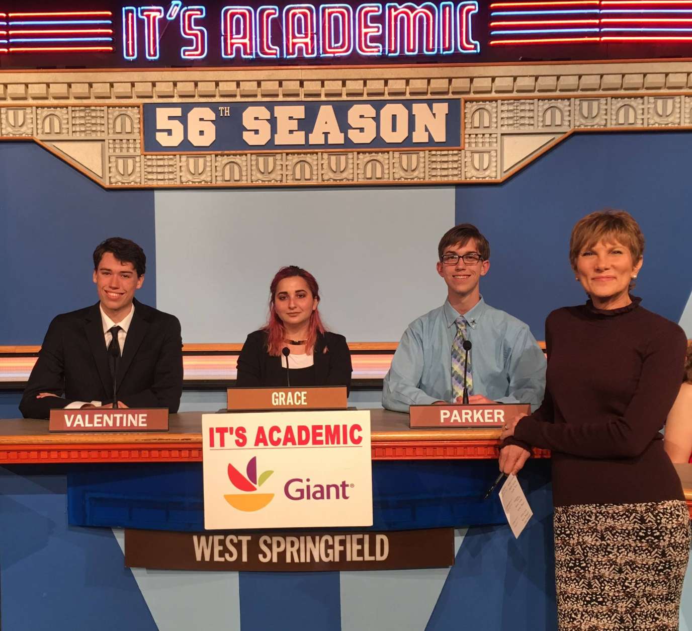 On "It's Academic," West Springfield High School competed against Chantilly and Suitland high schools. The show aired Jan. 21, 2017. (Courtesy Facebook/It's Academic)