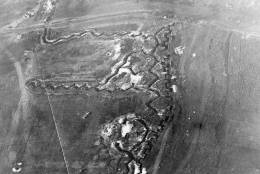 In this aerial photo, a portion of an old reserve trench is visible near the Somme River, on the western front, in France, during World War I. Exact location and date are unknown. (AP Photo)