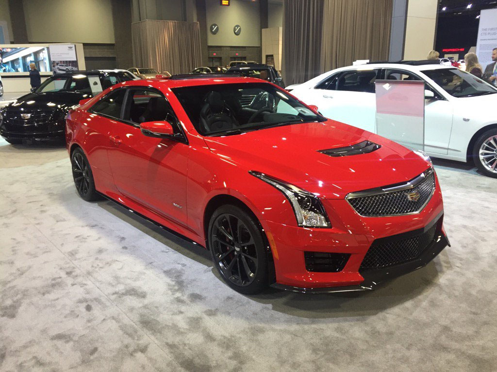 The Cadillac ATS-V, striking in "velocity red." Price is $78,935 as shown. (WTOP/John Aaron)