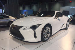 The 2018 Lexus LC 500h. Rear-while drive, 347 horsepower, hybrid coupe. Pricing still TBA. (WTOP/John Aaron)