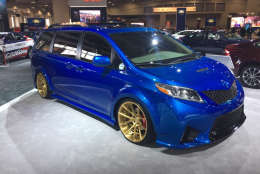 Toyota showing off a specially modified Sienna minivan -- the "swagger wagon." (WTOP/John Aaron)