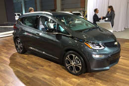 The Chevy Bolt EV, which went on sale in the D.C. area in December, boasts 240 miles of range -- classified as a crossover. (WTOP/John Aaron)