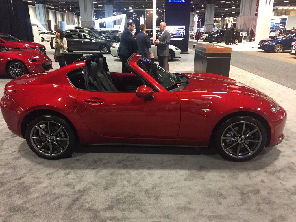 The Mazda MX-5 Miata RF (for retractable fastback). The center section of the roof retracts into the back. (WTOP/John Aaron)