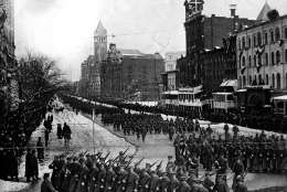 The inaugural procession for President William Howard Taft takes place in Washington, D.C., on March 4, 1909.   (AP Photo)
