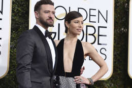 Justin Timberlake, left, and Jessica Biel arrive at the 74th annual Golden Globe Awards at the Beverly Hilton Hotel on Sunday, Jan. 8, 2017, in Beverly Hills, Calif. (Photo by Jordan Strauss/Invision/AP)