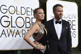 Blake Lively, left, and Ryan Reynolds arrive at the 74th annual Golden Globe Awards at the Beverly Hilton Hotel on Sunday, Jan. 8, 2017, in Beverly Hills, Calif. (Photo by Jordan Strauss/Invision/AP)