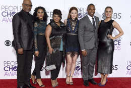 James Pickens Jr., from left, Kelly McCreary, Chandra Wilson, Sarah Drew, Jason George, and Camilla Luddington arrives at the People's Choice Awards at the Microsoft Theater on Wednesday, Jan. 18, 2017, in Los Angeles. (Photo by Jordan Strauss/Invision/AP)