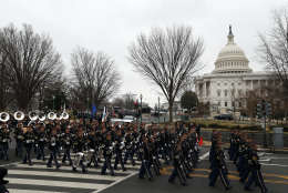 The inaugural parade steps off from the U.S. Capitol as it heads to the White House Friday, Jan. 20, 2017 in Washington. (AP Photo/Alex Brandon)