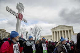 Pro-life activists converge in front of the Supreme Court in Washington, Friday, Jan. 27, 2017, during the annual March for Life. Thousands of anti-abortion demonstrators gathered in Washington for an annual march to protest the Supreme Court's landmark 1973 decision that declared a constitutional right to abortion. (AP Photo/Andrew Harnik)