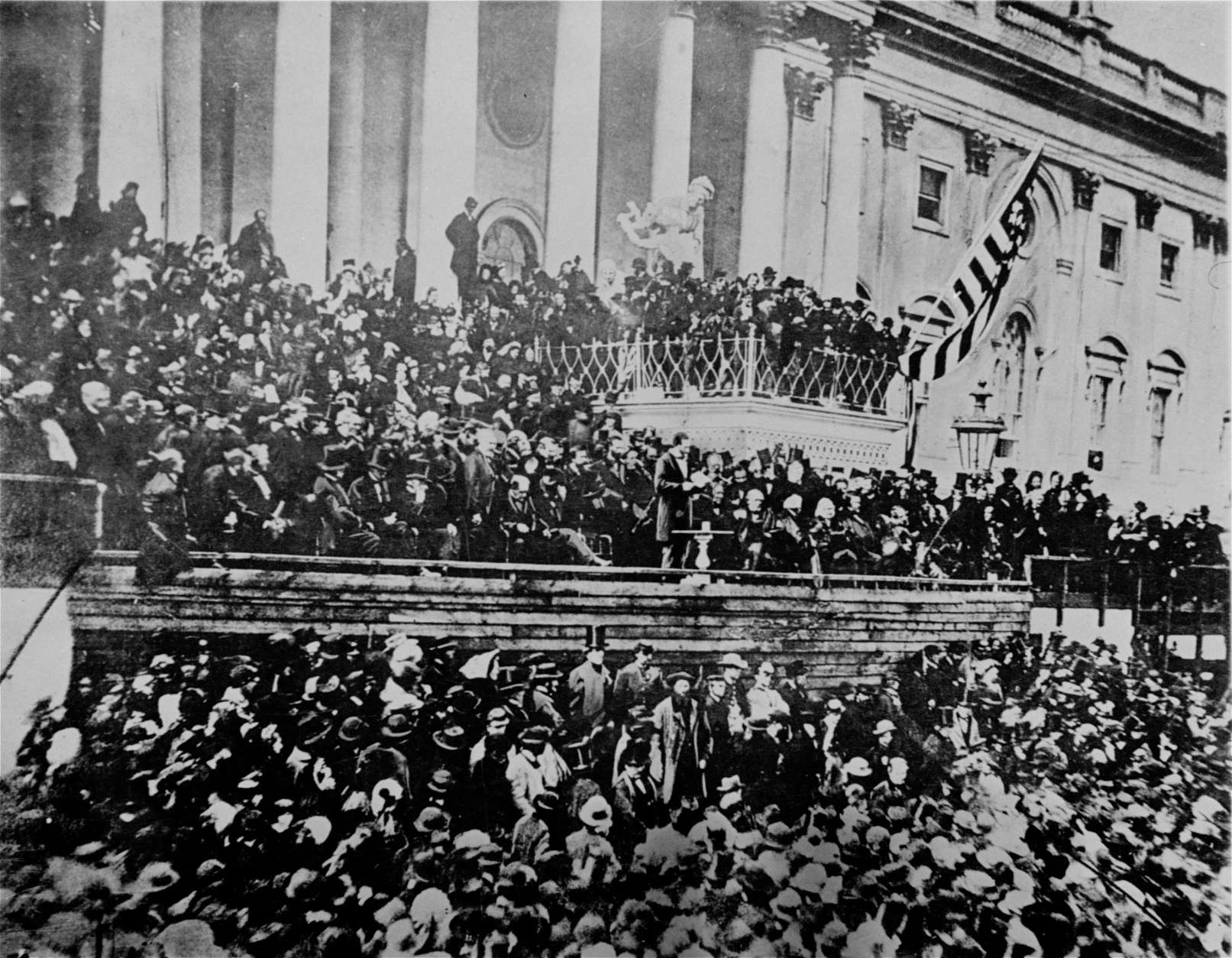 A scene in front of the Capitol during Lincoln's second inauguration, 1865, just six weeks before his assassination.  (AP Photo)