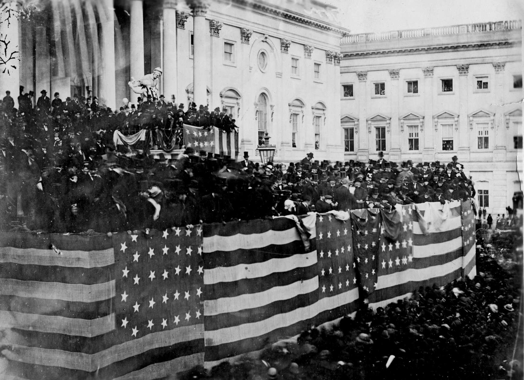 The public inauguration of Rutherford B. Hayes takes place in front of the U.S. Capitol on the East Portico in Washington, D.C., on March 5, 1877.   (AP Photo)
