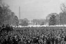 This is a view of the crowds gathered in Washington D.C., for the fourth inauguration of President Franklin D. Roosevelt, Jan. 20, 1945. (AP Photo)