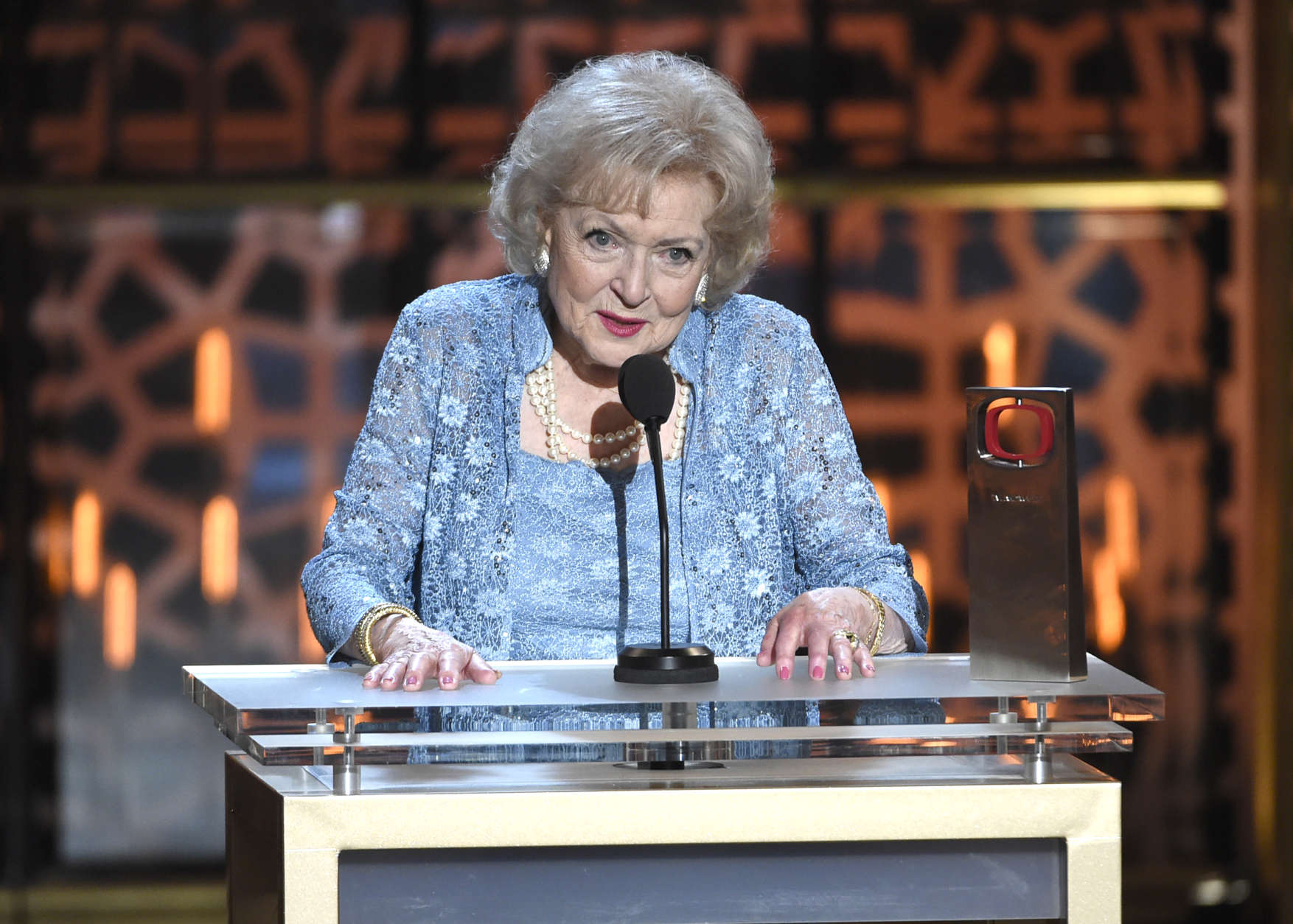 Betty White accepts the legend award at the TV Land Awards at the Saban Theatre on Saturday, April 11, 2015, in Beverly Hills, Calif. (Photo by Chris Pizzello/Invision/AP)
