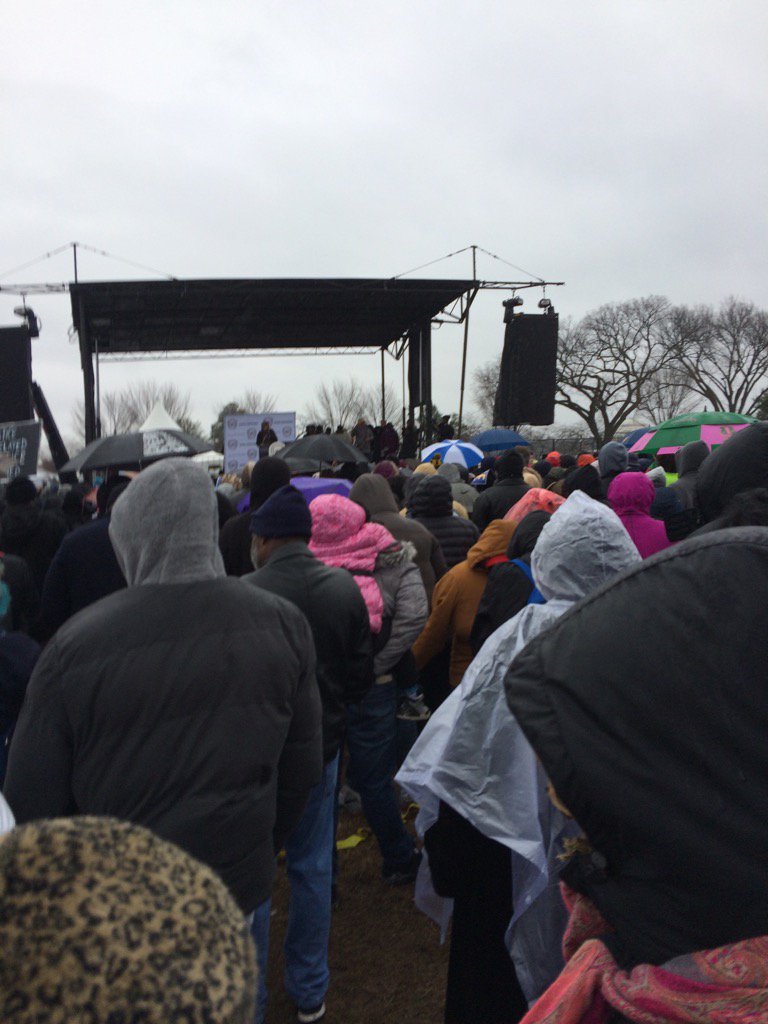A crowd gathers on a cold, rainy day for the National Action Network's civil rights rally on Saturday, Jan. 14, 2017. (WTOP/Dick Uliano)
