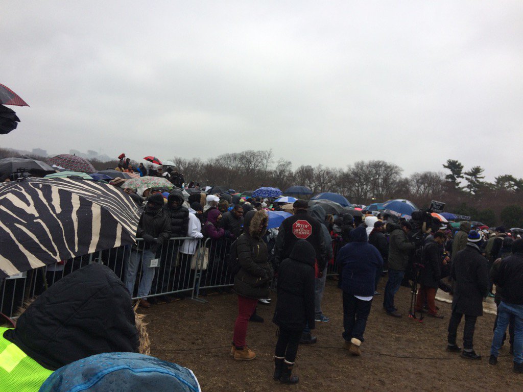 Despite foul weather, people showed up for the civil rights rally Saturday, Jan. 14, 2017. (WTOP/Dick Uliano)