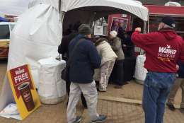 Free Wawa coffee at the polar bear plunge Saturday.  Not sure there is enough... (WTOP/John Domen)