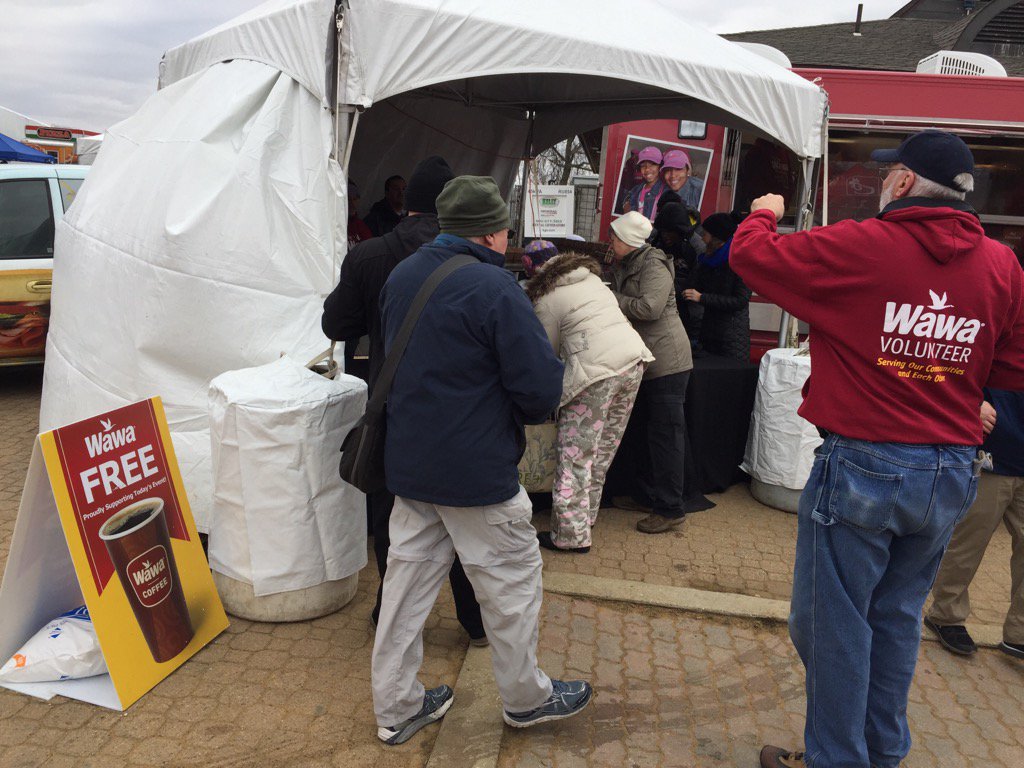 Free Wawa coffee at the polar bear plunge Saturday.  Not sure there is enough... (WTOP/John Domen)
