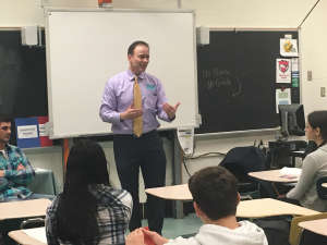 Montgomery County Assistant State's Attorney Steve Chaikin at Bethesda's Walt Wittman High School for "Speak Up, Save a Life" program. (WTOP/Jamie Forzato)