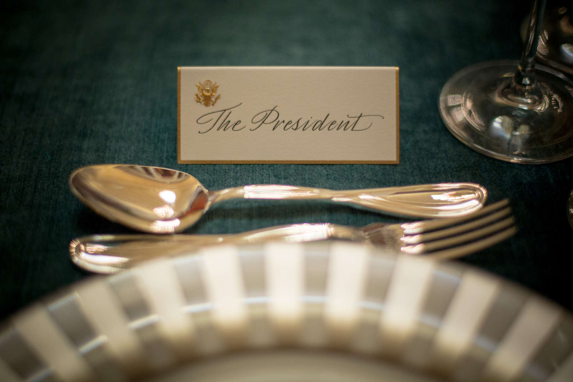 WASHINGTON, DC - JANUARY 21:  The place card for U.S. President Barack Obama sits ready for the Inaugural Luncheon in Statuary Hall on inauguration day at the U.S. Capitol building January 21, 2013 in Washington D.C. U.S. President Barack Obama, will be ceremonially sworn in for his second term today.  (Photo by Allison Shelley/Getty Images)