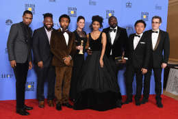 BEVERLY HILLS, CA - JANUARY 08:  Cast and crew of 'Atlanta,' winners of Best Series - Musical or Comedy, pose in the press room during the 74th Annual Golden Globe Awards at The Beverly Hilton Hotel on January 8, 2017 in Beverly Hills, California.  (Photo by Kevin Winter/Getty Images)