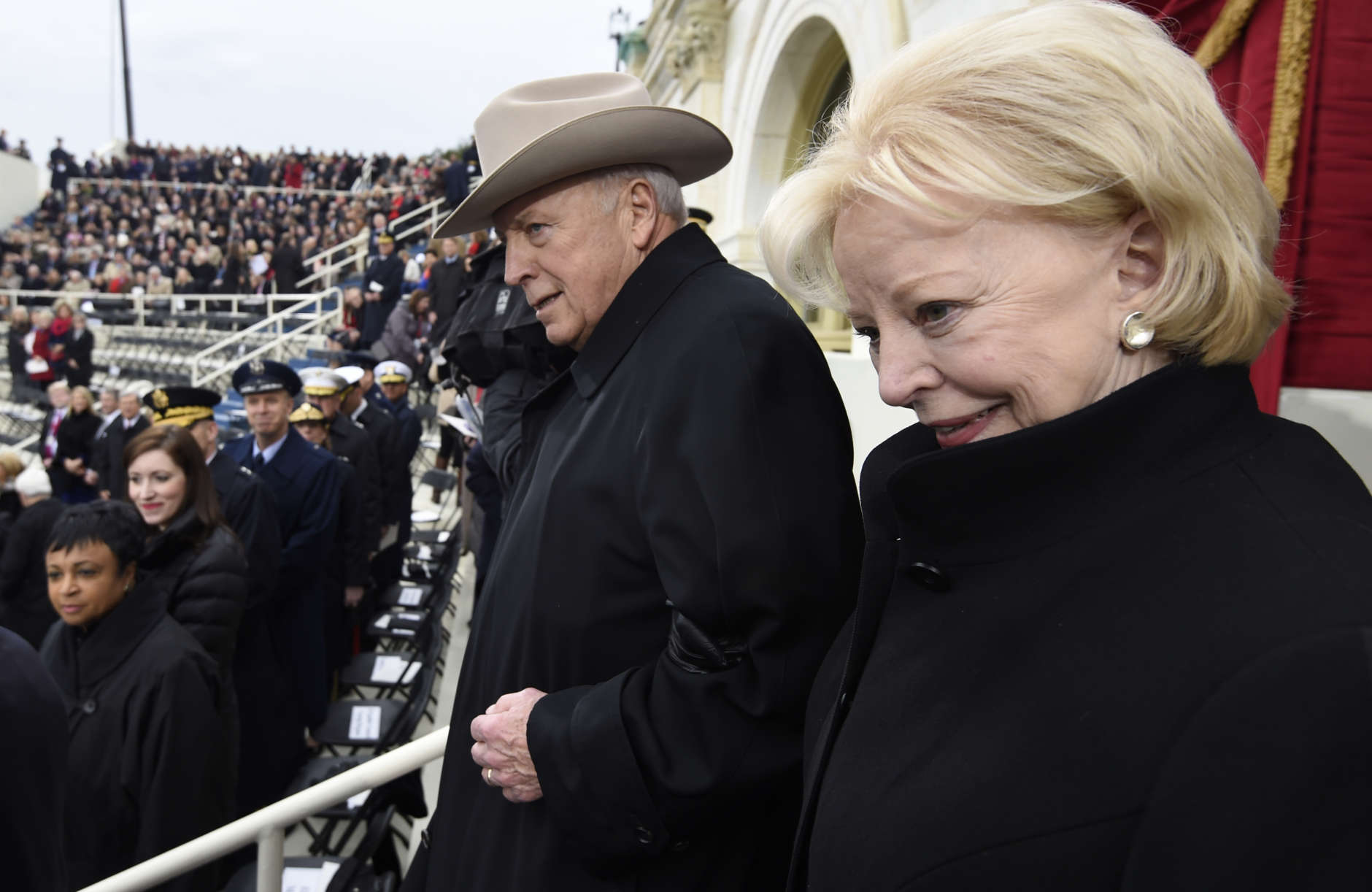 WASHINGTON, DC - JANUARY 20: Former US Vice President Dick Cheney and his wife Lynne arrive for the Presidential Inauguration of Donald Trump at the US Capitol on January 20, 2017 in Washington, DC. Donald J. Trump will become the 45th president of the United States today.  (Photo by Saul Loeb - Pool/Getty Images)